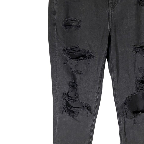 American Eagle Women's Size 2 Mom Straight Jean Distressed Faded Black Denim 90s - Picture 6 of 14